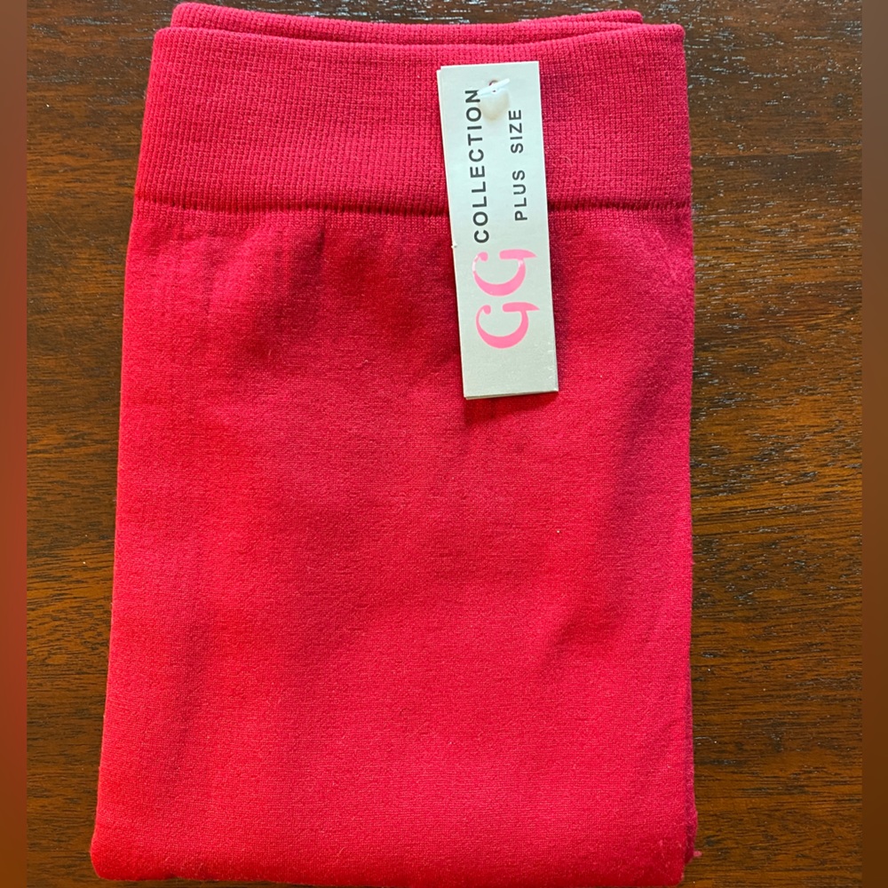 Fleece Leggings, Magenta Plus Size